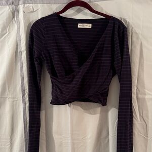Abercrombie & Fitch Striped Wrap Top Small